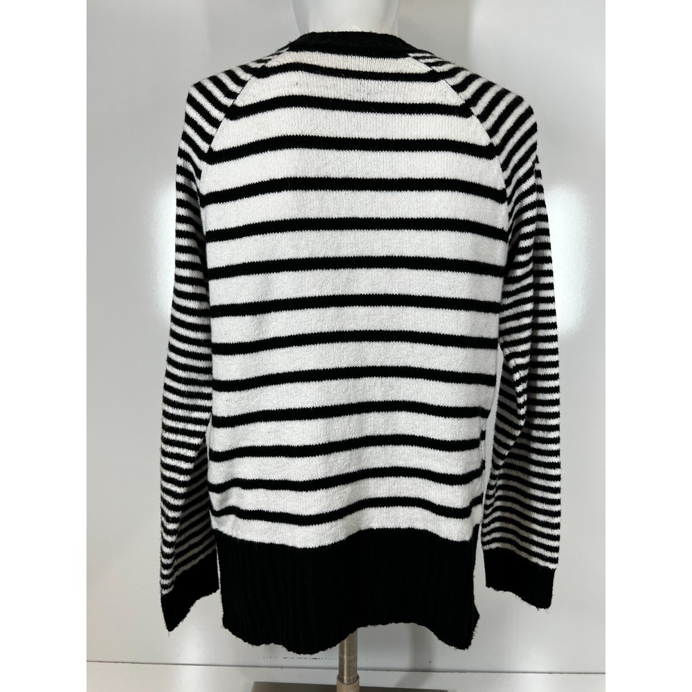 Vintage Time And Tru Black/White Long Sleeve Striped Sweater Womens SZ Medium - Picture 2 of 12